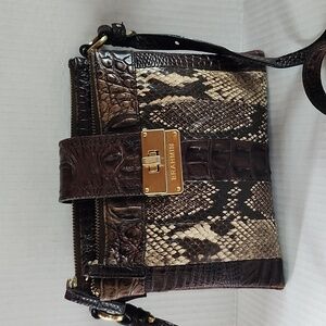VTG BRAHMIN SNAKESKIN AND CROC EMBOSSED LEATHER SMALL CROSSBODY BAG